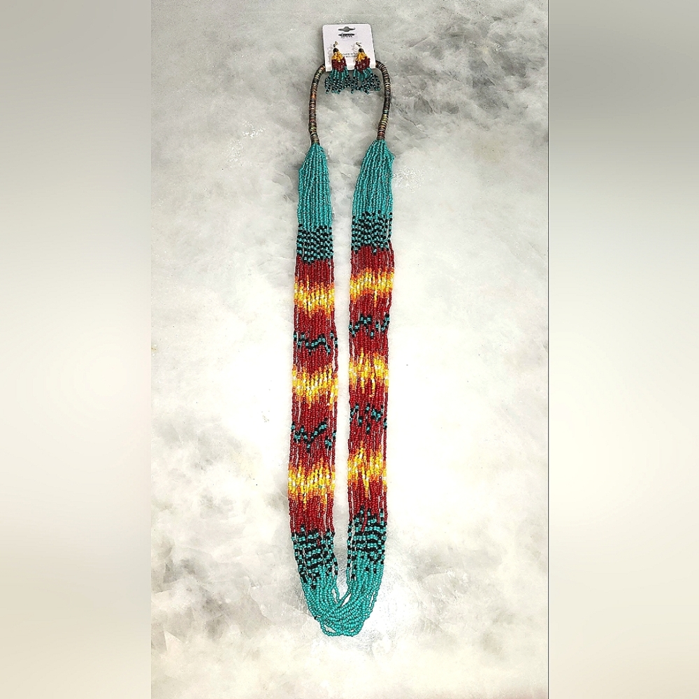 Beaded Necklace and Earrings Set